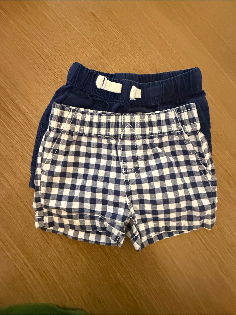 Carter's Navy & White Gingham and Solid Shorts Set